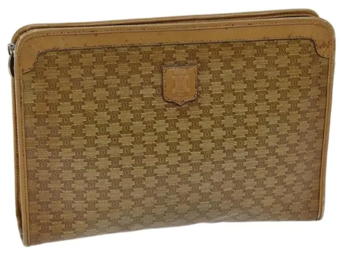 Céline CELINE Pochette in tela macadam Beige Auth 70658