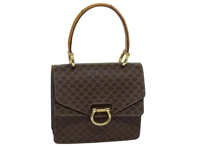 Céline CELINE Borsa a mano in tela macadam PVC marrone Auth 76087