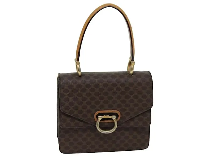 Céline CELINE Borsa a mano in tela macadam PVC marrone Auth 76088