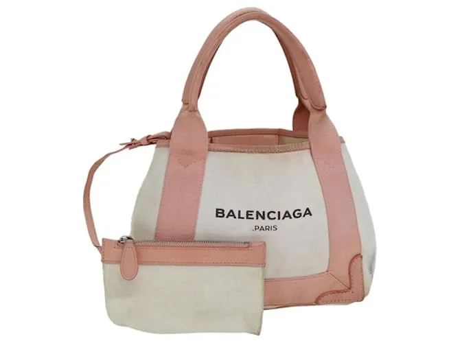 BALENCIAGA Borsa Cabas XS in tela blu navy rosa Auth ep4480