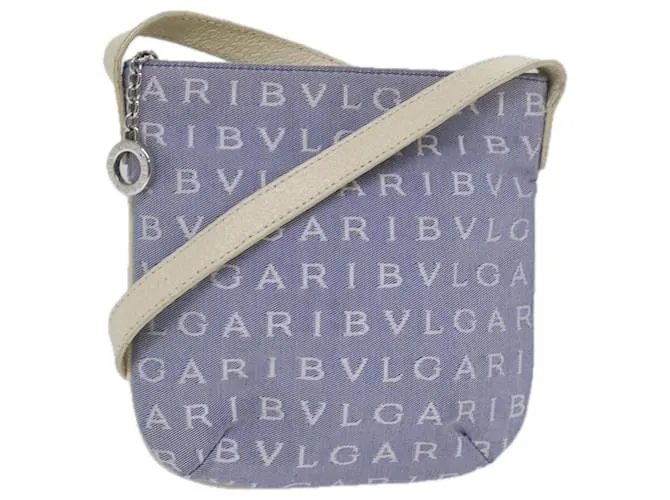 Bulgari Borsa a spalla BVLGARI in tela blu Auth bs15667