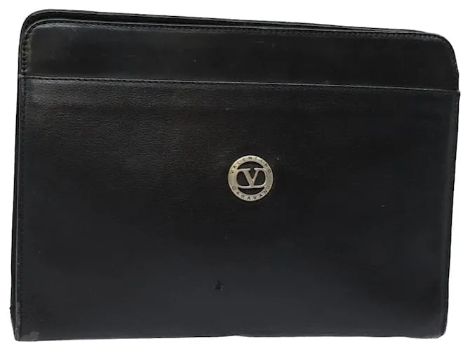 VALENTINO Borsa a mano in pelle nera Auth 81331 Nero