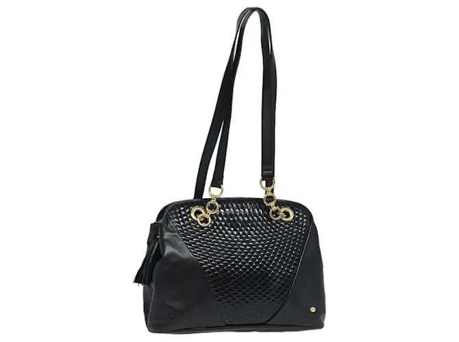 BALLY Borsa a Spalla Trapuntata in Pelle Smaltata Nera Auth kk267 Nero