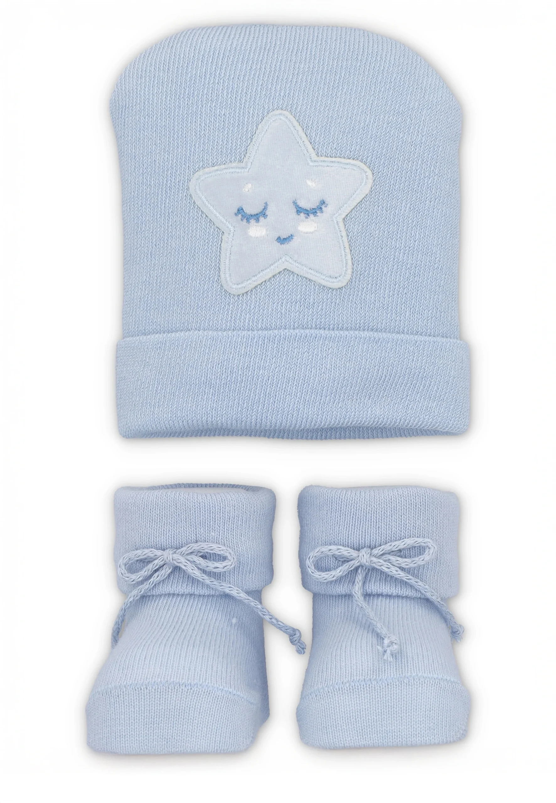 Set scarpette e berretto in filo Mafer con ricamo stella