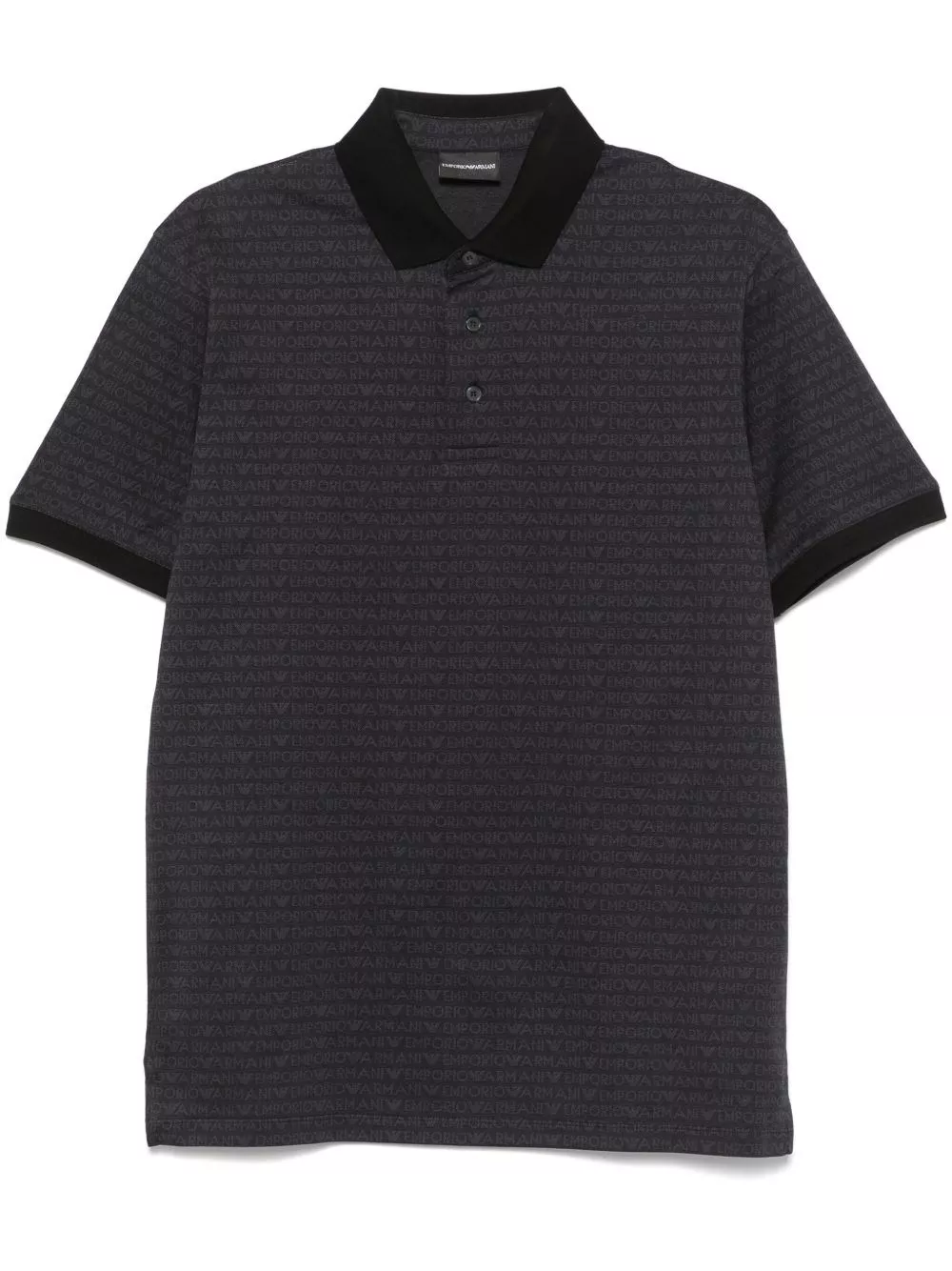 Polo in cotone con logo allover di Emporio armani