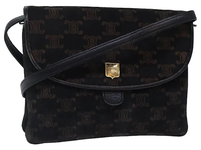 Céline Borsa a spalla in tela Macadam CELINE oro nero Auth 86637 D'oro