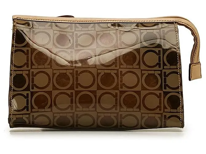 Pochette in pelle Gancini Salvatore Ferragamo Marrone