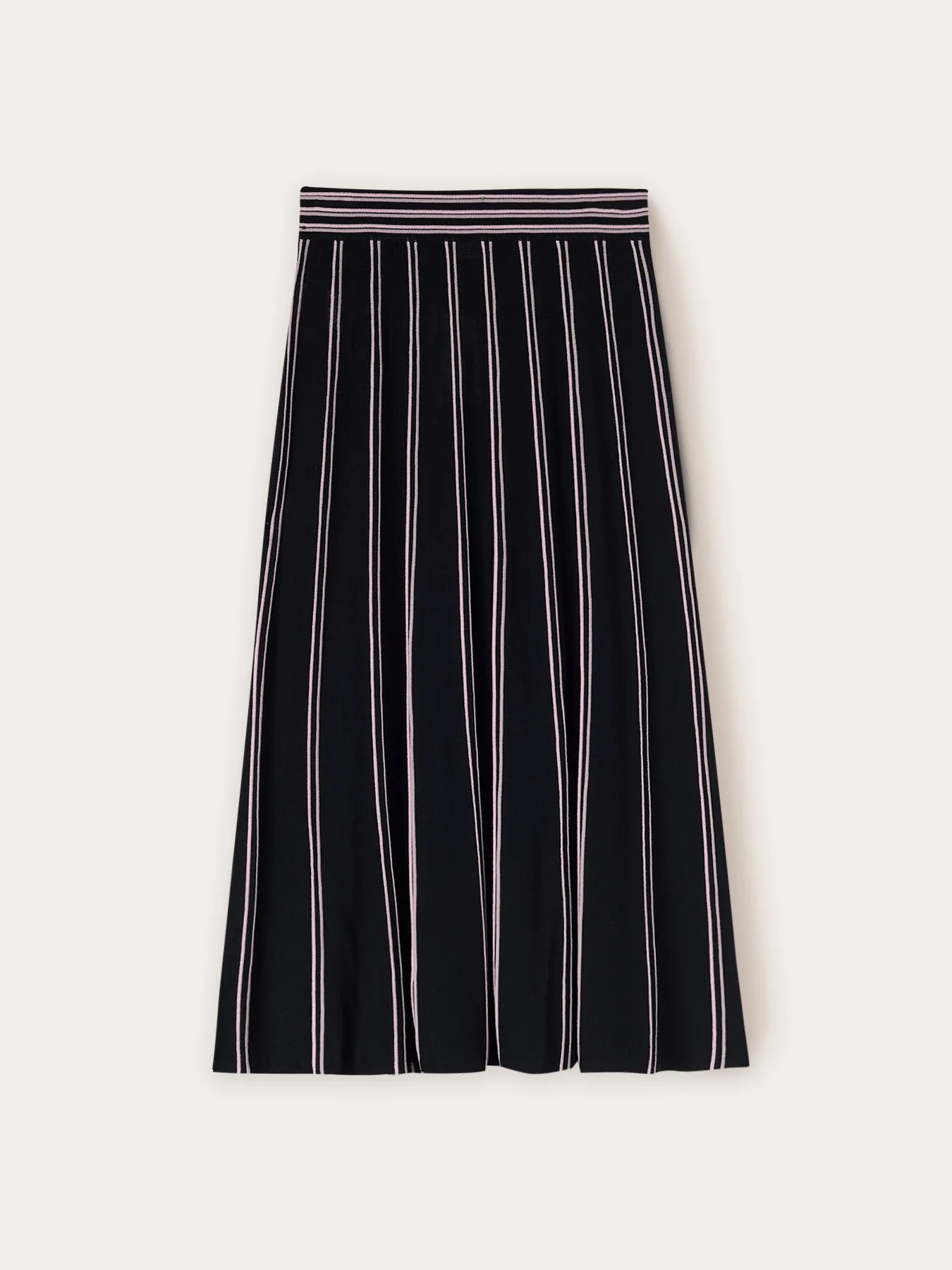 Gonna a righe in maglia effetto plissé