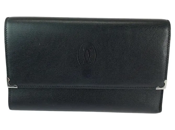 Portafoglio Trifold Cabochon de Cartier in pelle di vitello Must de Cartier Nero