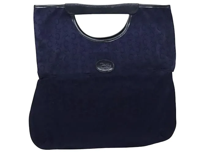 Céline Borsa a mano CELINE C Sulky in tela e pelle blu navy Auth yk15096