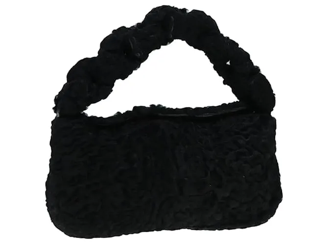 Borsa a mano FENDI in lana nera e oro Auth 89722 Nero D'oro