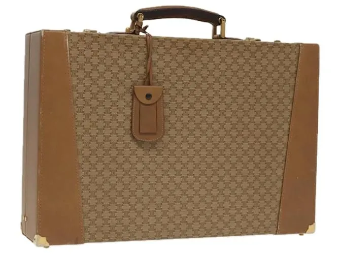 Céline CELINE Valigetta Macadam Canvas Beige Oro Auth 96234 Nero D'oro