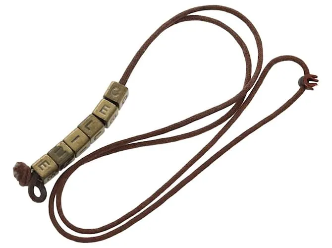 Céline Collana CELINE Tela Marrone Auth 96523