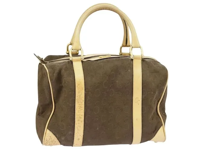 Céline CELINE C borsa a mano Saluki in tela marrone Auth 99417