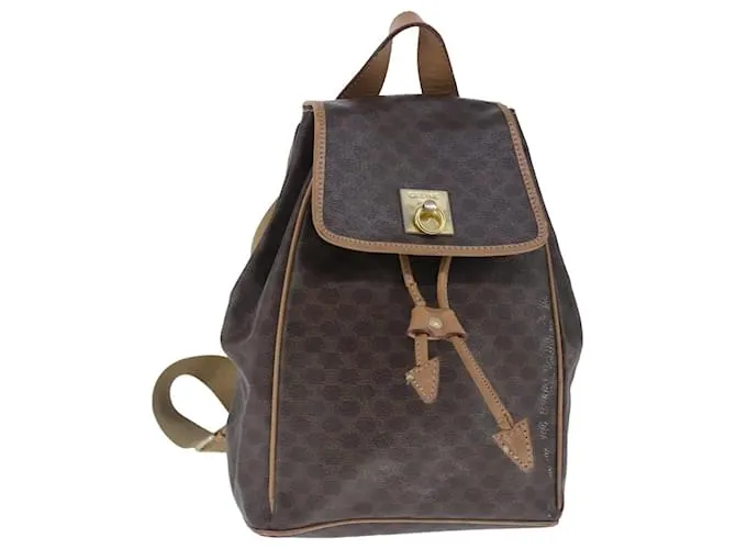 Céline Zaino in tela Macadam CELINE in pelle PVC marrone oro Auth 102153 D'oro