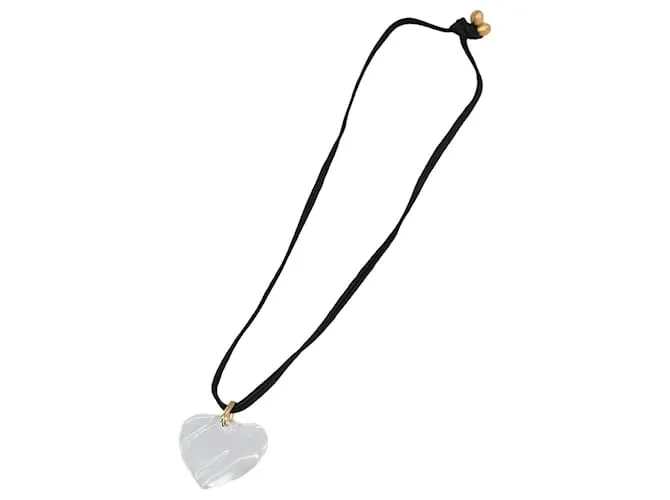 Collana Baccarat Cristallo Gzass Chiaro Nero Oro Auth am7307 D'oro