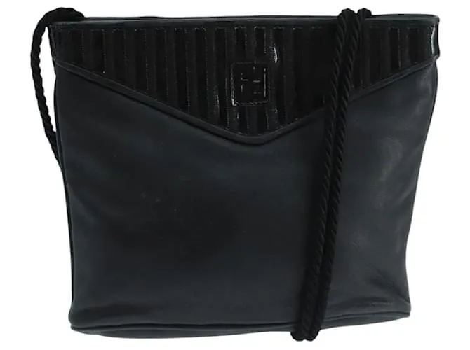 Borsa a spalla FENDI in pelle nera Auth ti2515 Nero