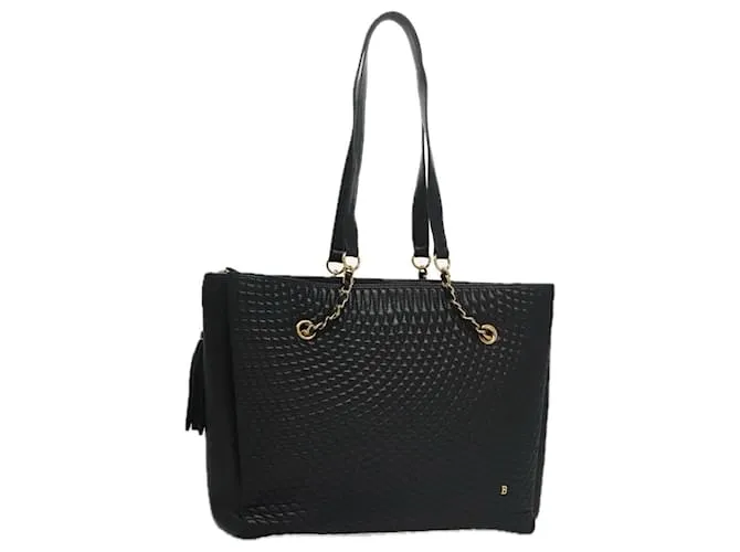 BALLY Borsa a Spalla a Catena in Pelle Nera e Oro Auth 103837 Nero D'oro