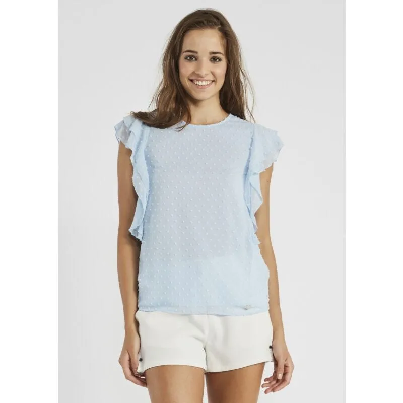 Top in plumetis con rouche