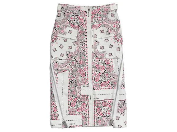 Gonna in cotone con stampa bandana sacai Bianco sporco