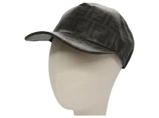 Cappello in tela Zucca FENDI nero e marrone Auth am7434
