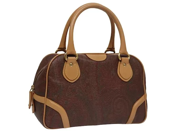 Borsa a mano ETRO in pelle PVC marrone Auth am7456