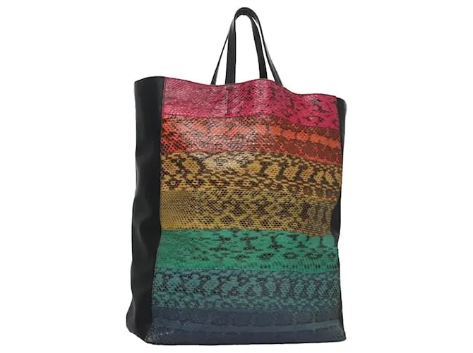 Céline Borsa Tote in pelle nera multicolore Auth 92694 Nero
