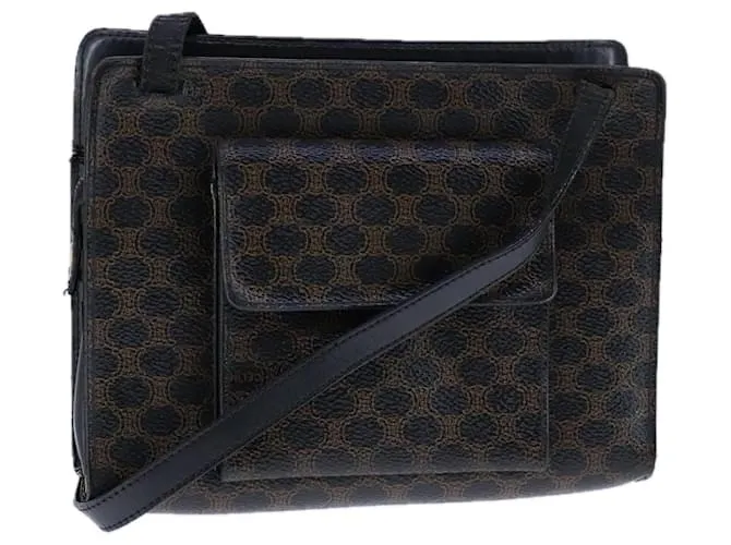 Céline Borsa a spalla in tela Macadam CELINE in pelle PVC nera Auth 104219 Nero