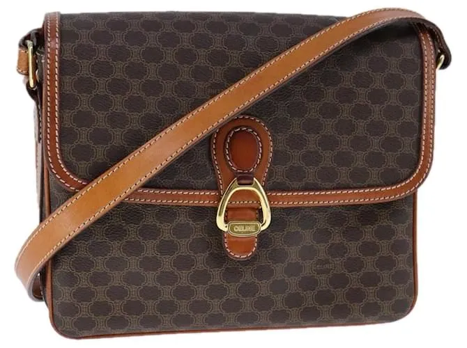 Céline Borsa a spalla in tela Macadam CELINE in pelle PVC marrone oro Auth yk16625 D'oro