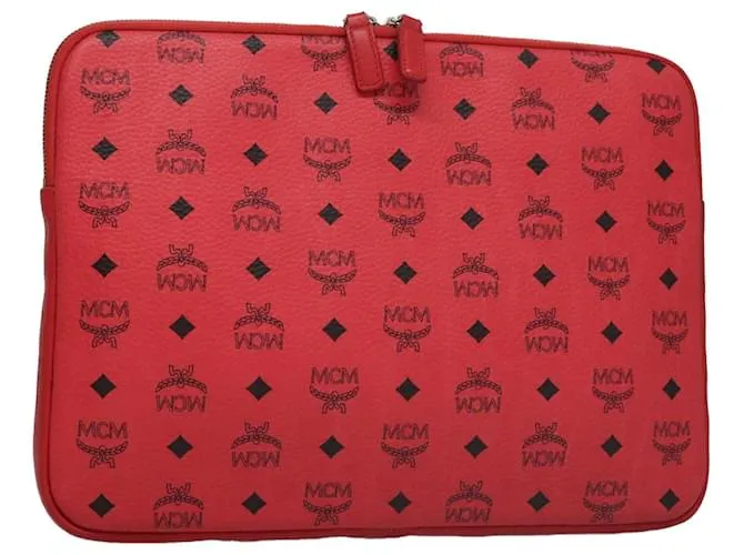 MCM Vicetos Logogram Borsa a Clutch PVC Rossa Auth 105618 Rosso