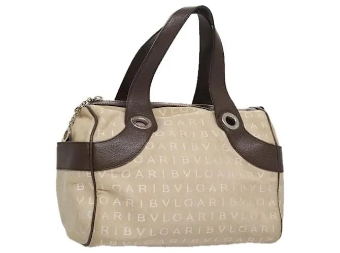 Bulgari Borsa a mano BVLGARI in tela beige Auth 109212