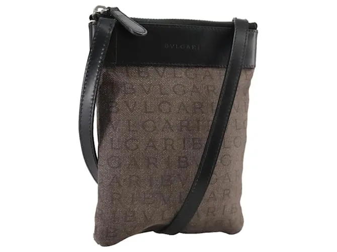 Bulgari Borsa a Spalla BVLGARI in Tela Marrone Auth bs21453