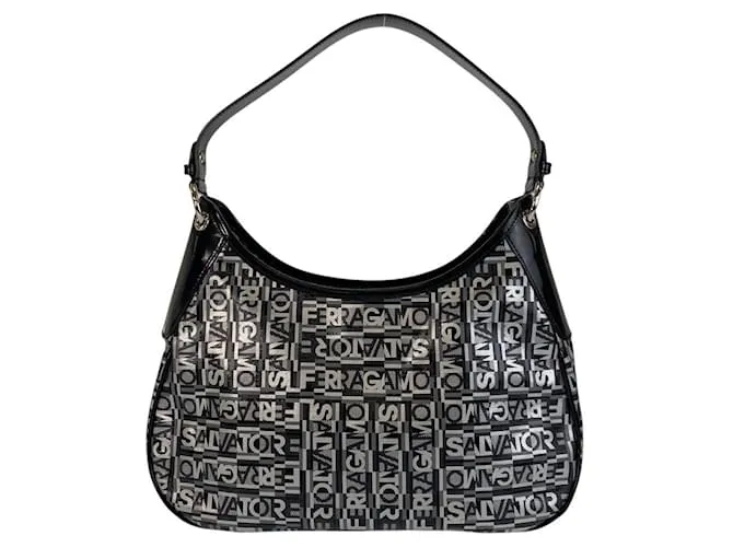 Borsa a spalla in PVC Salvatore Ferragamo 500546 Nero