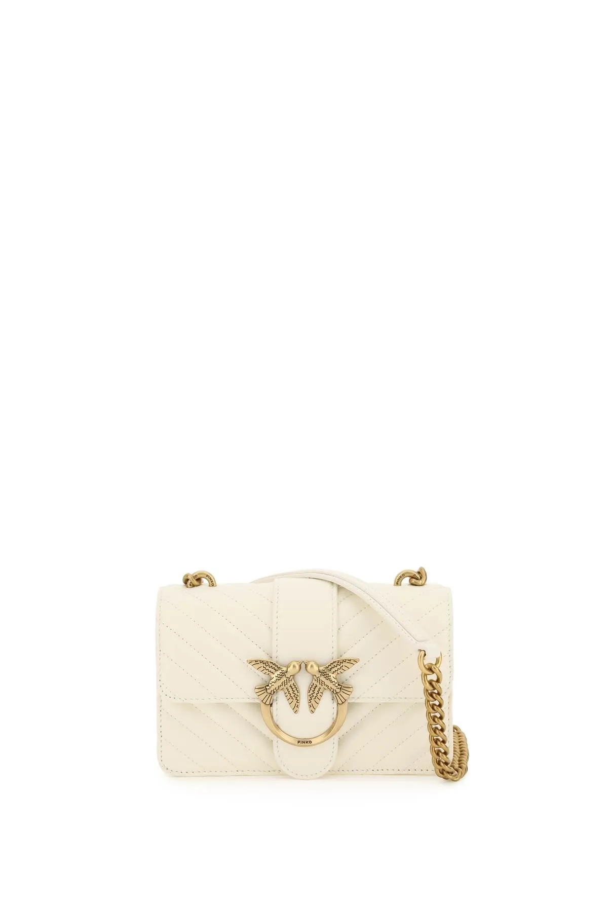 Borsa Mini Love Icon V Quilt in Pelle Bianca