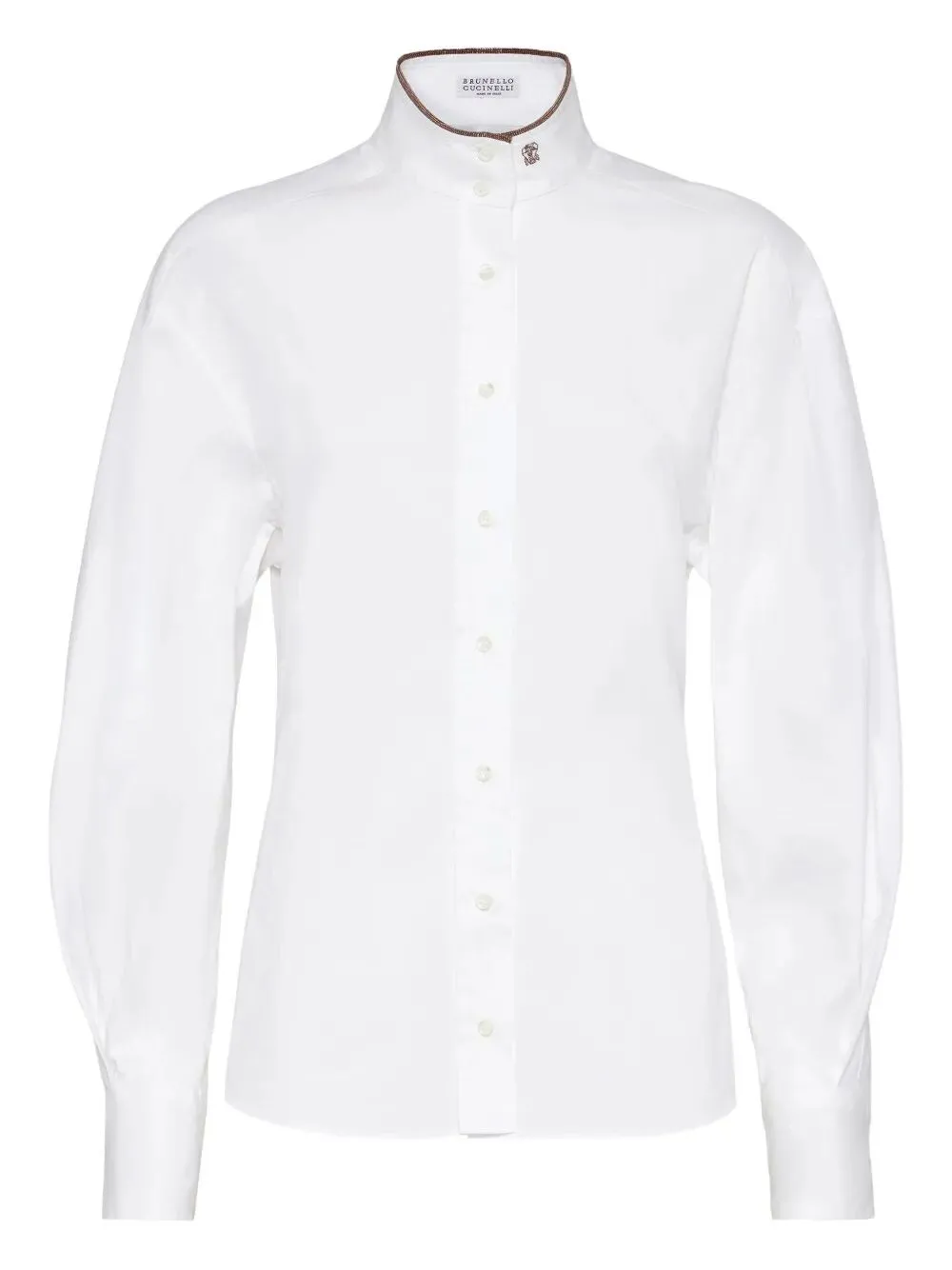 CAMICIA IN POPELINE DI COTONE STRETCH CON SHINY COLLAR DETAIL