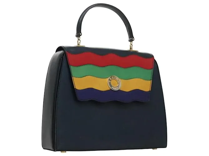 Céline Borsa a mano CELINE in pelle blu navy rosso giallo Auth 111305
