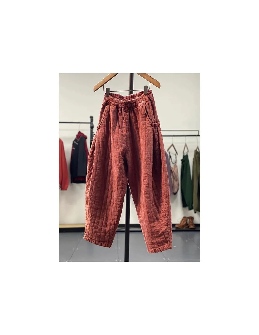 2022 Autunno Inverno Stile Arti Donna Vita elastica Pantaloni larghi alla caviglia Pantaloni Harem solidi vintage in cotone trap