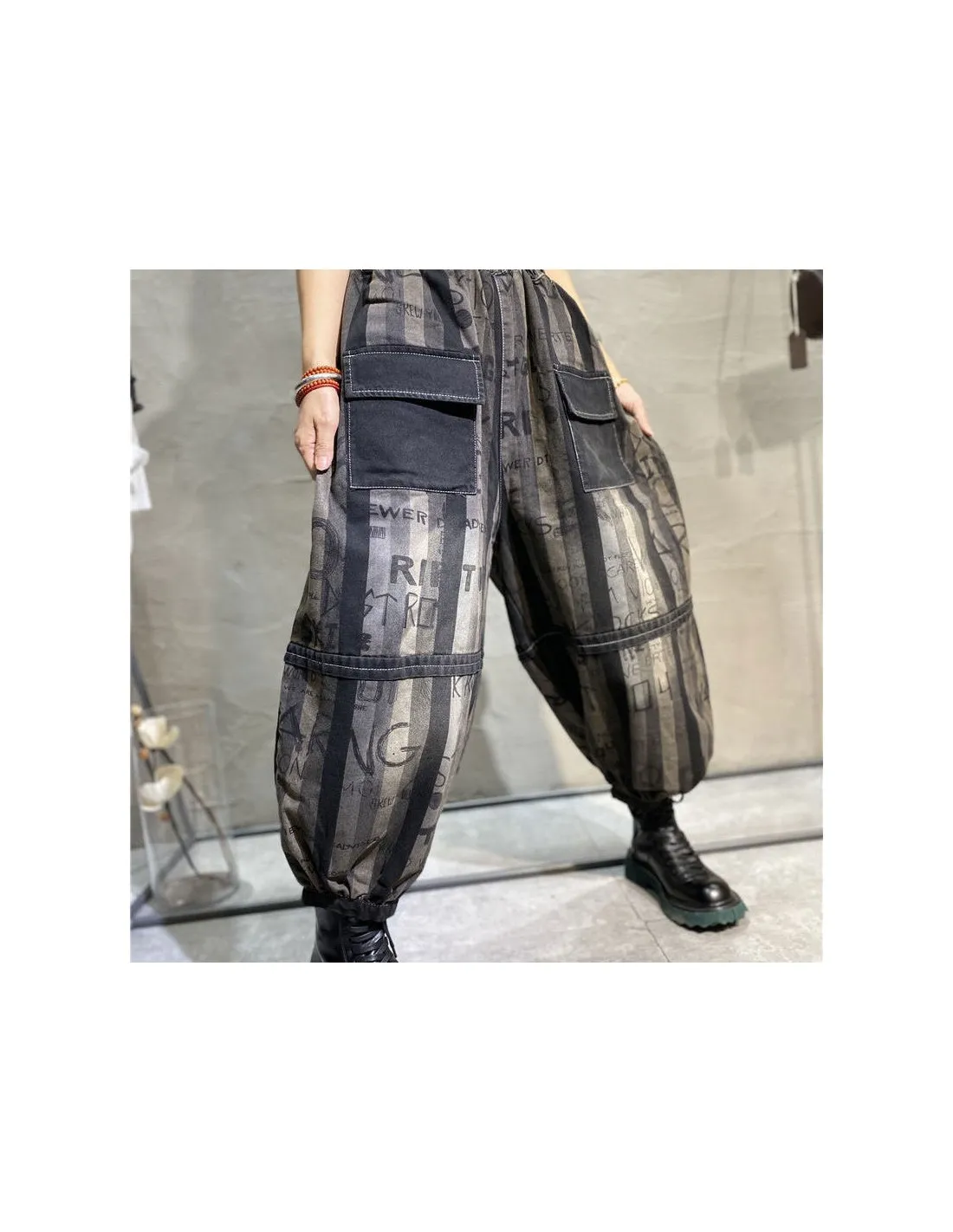 2022 Autunno Inverno Stile Arti Delle Donne Elastico In Vita Allentato Della Banda Dellannata Dei Jeans Doppia Tasca Del Cotone