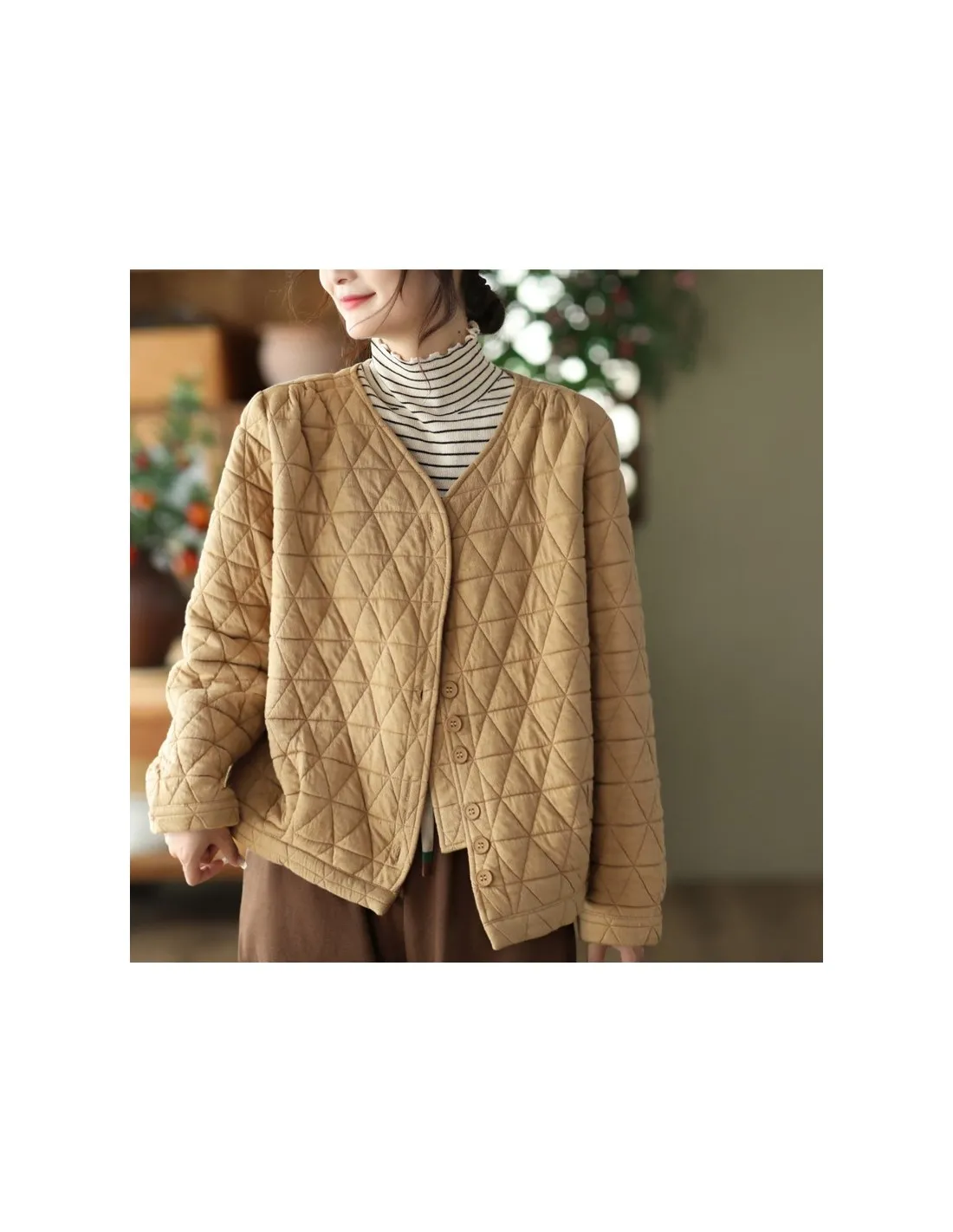 2022 Autunno Inverno Nuove Arti Stile Donna Manica Lunga Cappotti Corti Allentati Cotone Addensato Caldo Giacche Casual Monopett