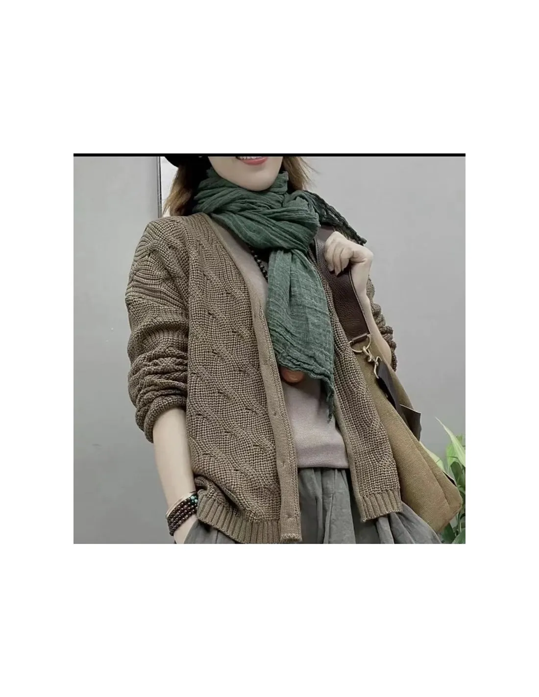 2022 Autunno Inverno New Arts Style Donna manica lunga monopetto con scollo a V cardigan tutto abbinato casual cotone sciolto Sw