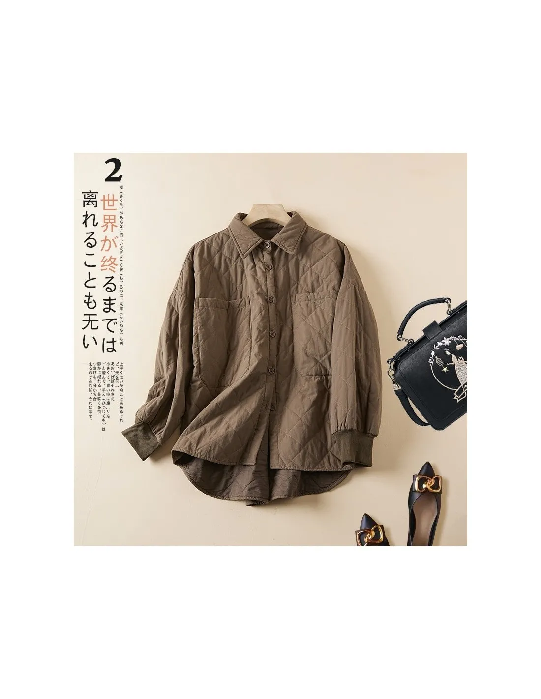 2022 Autunno Inverno Nuove donne in stile artistico Colletto rovesciato Giacche da camicia spesse larghe Tutte abbinate Casual m