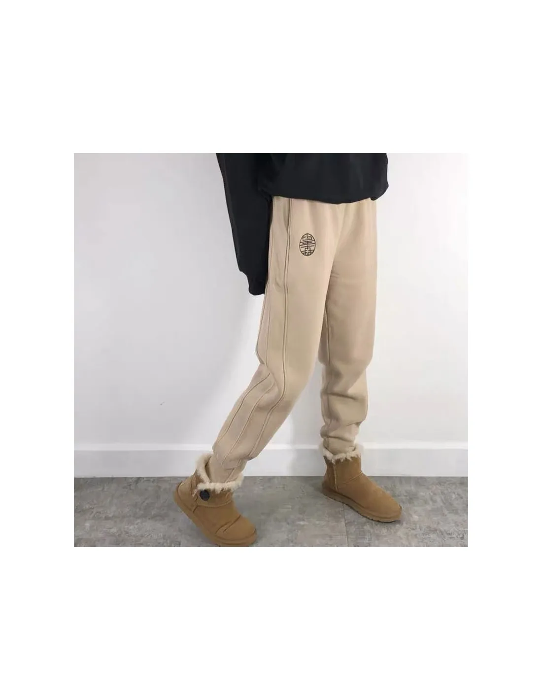 2022 autunno inverno nuove donne di moda elastico in vita addensare pantaloni casual larghi pantaloni Harem in cotone ricamato V