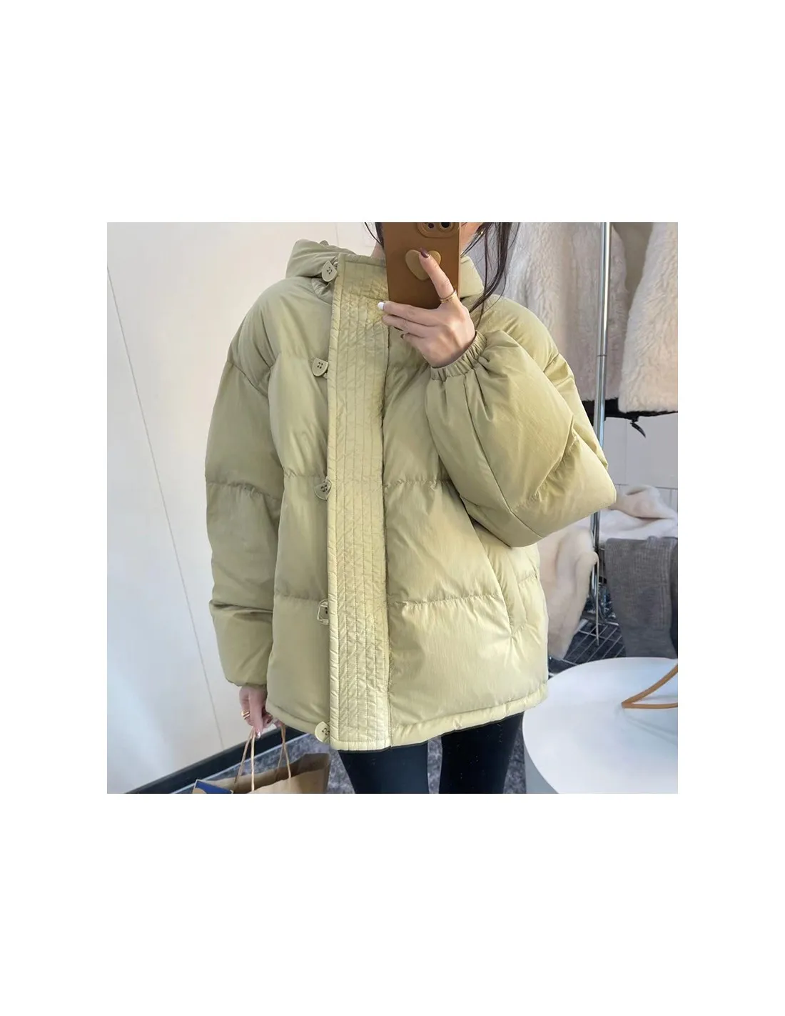 2022 Autunno Inverno Nuove Donne di Modo Manica Lunga Bianca Piumino Danatra Cappotto Casual Con Cappuccio di Spessore Giacca C