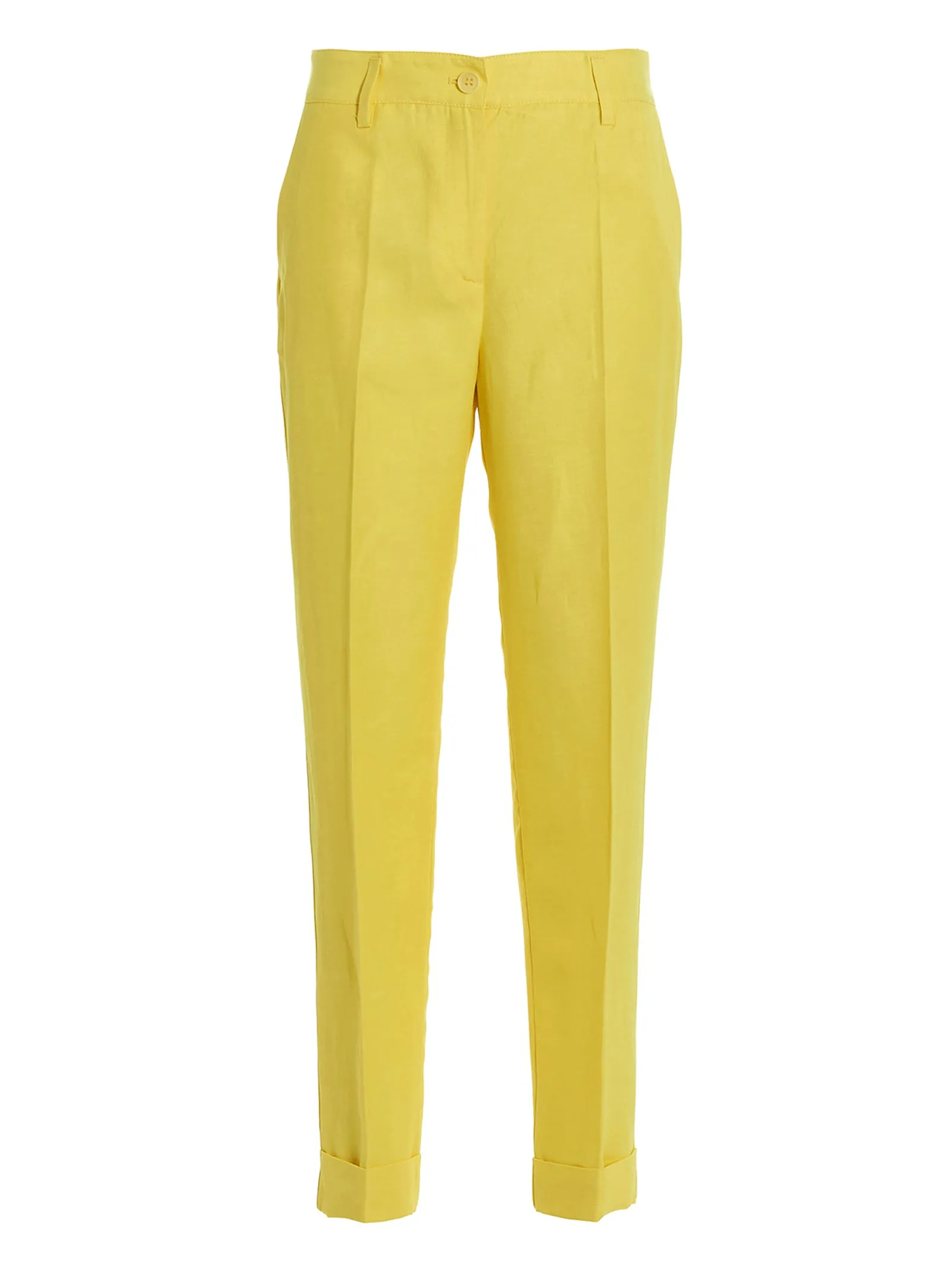 Linen Blend Pantaloni Giallo