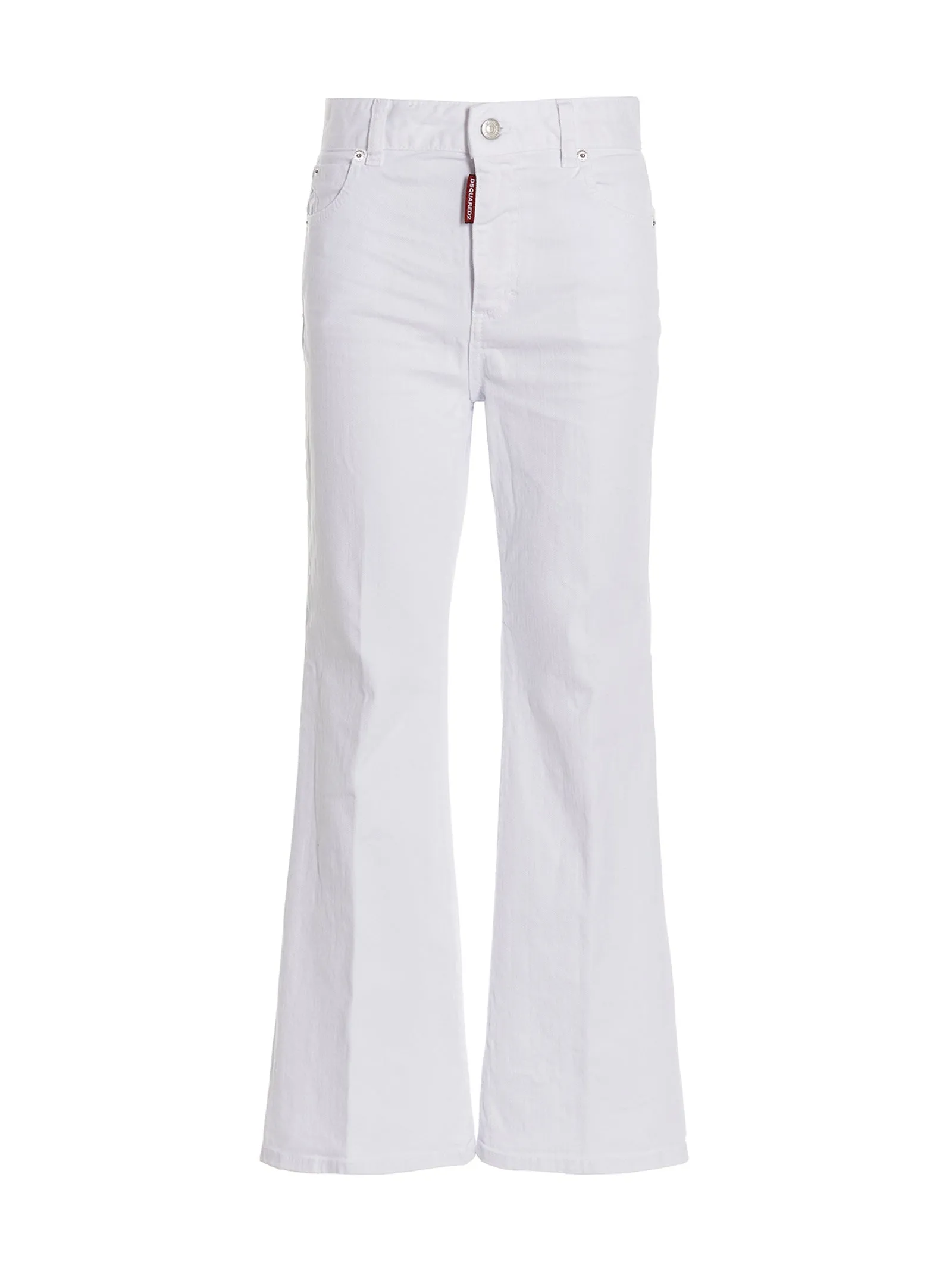 Super Flared Cropped Jeans Bianco