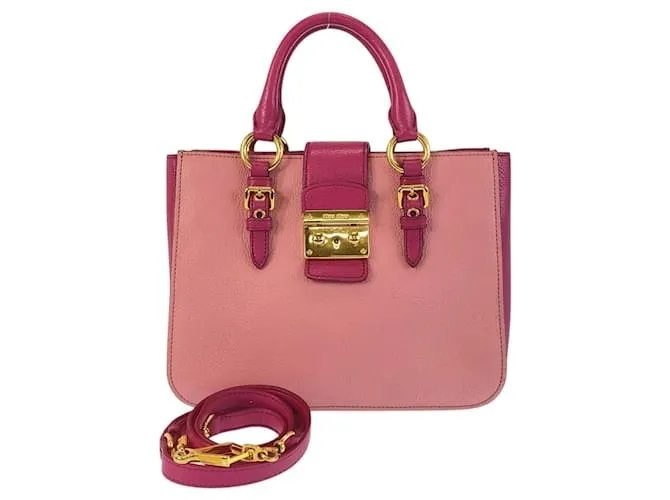 Borsa 2 in 1 in pelle Madras Miu Miu 500880 Rosa