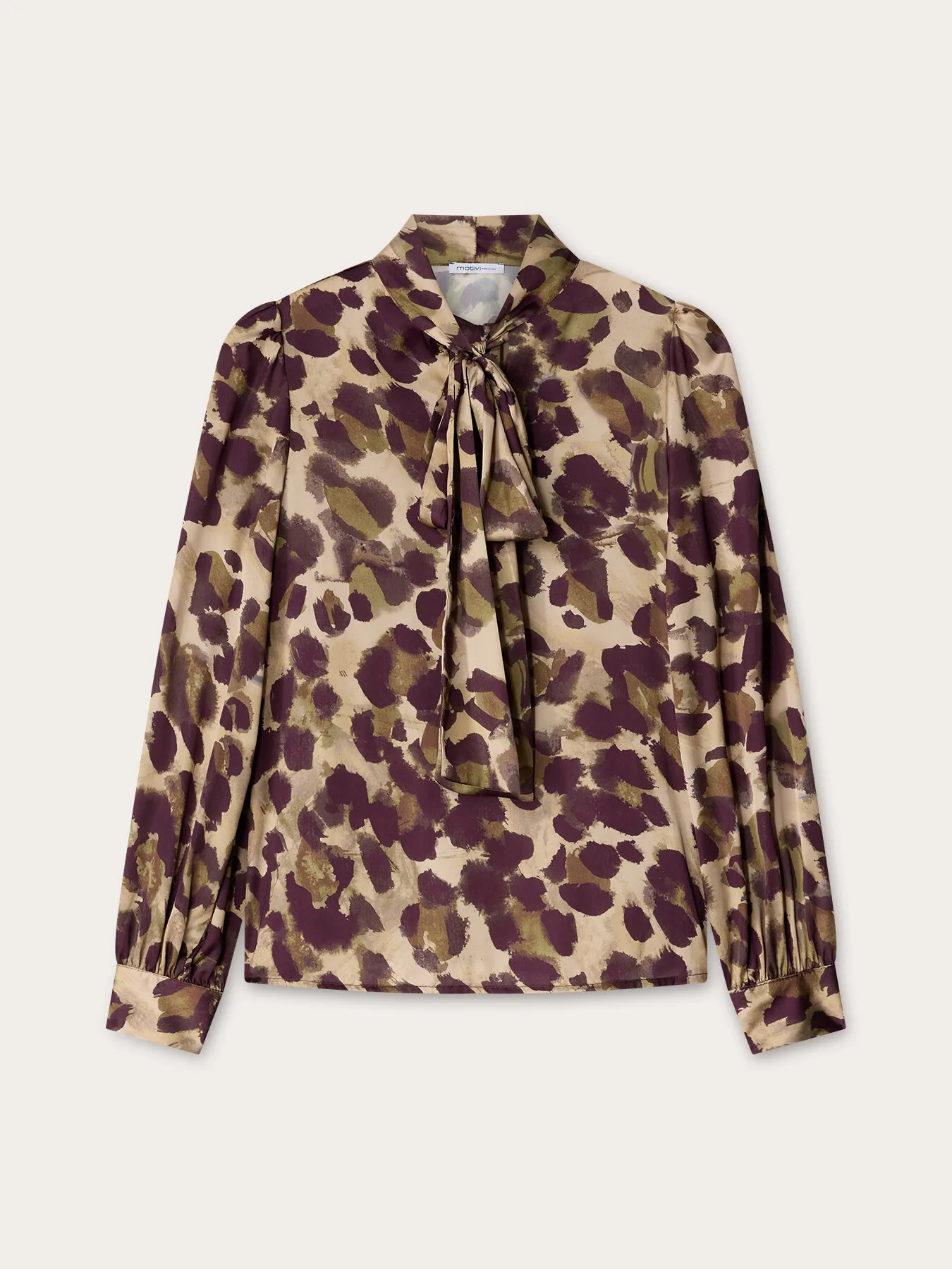 Blusa con fiocco fantasia camouflage