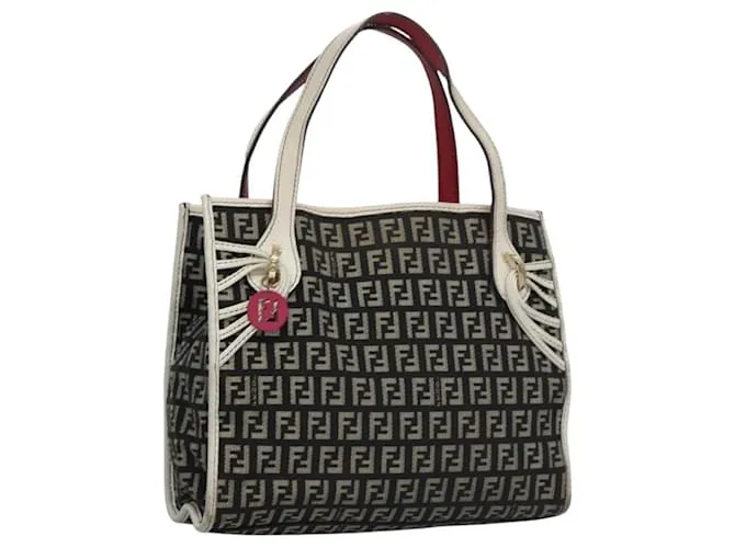 Borsa a mano in tela Zucchino FENDI nera Auth 112924 Nero