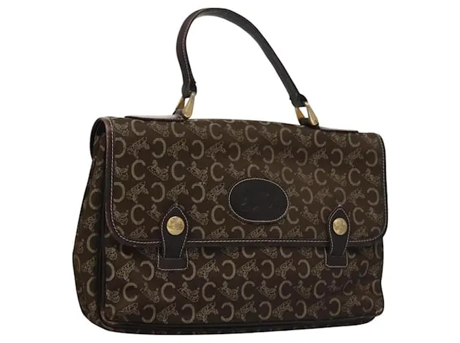 Céline Borsa a mano CELINE C Sulky in tela marrone Auth 114369