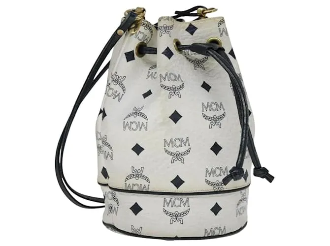Borsa a Spalla MCM Vicetos Logogram in Pelle PVC Bianca Auth 110311 Bianco